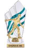 8 inch Clear with Green Stripes Diamond Backdrop Trophy
