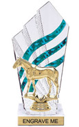 8 inch Clear with Green Stripes Diamond Backdrop Trophy