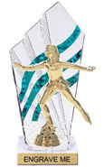 8 inch Clear with Green Stripes Diamond Backdrop Trophy