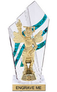 8 inch Clear with Green Stripes Diamond Backdrop Trophy