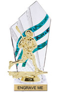 8 inch Clear with Green Stripes Diamond Backdrop Trophy
