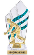 8 inch Clear with Green Stripes Diamond Backdrop Trophy