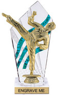 8 inch Clear with Green Stripes Diamond Backdrop Trophy