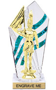 8 inch Clear with Green Stripes Diamond Backdrop Trophy