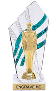 8 inch Clear with Green Stripes Diamond Backdrop Trophy