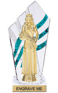 8 inch Clear with Green Stripes Diamond Backdrop Trophy