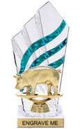 8 inch Clear with Green Stripes Diamond Backdrop Trophy