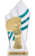 8 inch Clear with Green Stripes Diamond Backdrop Trophy