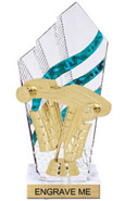 8 inch Clear with Green Stripes Diamond Backdrop Trophy