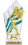 8 inch Clear with Green Stripes Diamond Backdrop Trophy