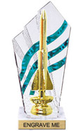 8 inch Clear with Green Stripes Diamond Backdrop Trophy