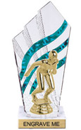 8 inch Clear with Green Stripes Diamond Backdrop Trophy