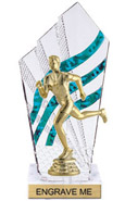 8 inch Clear with Green Stripes Diamond Backdrop Trophy