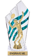 8 inch Clear with Green Stripes Diamond Backdrop Trophy