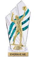 8 inch Clear with Green Stripes Diamond Backdrop Trophy