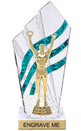 8 inch Clear with Green Stripes Diamond Backdrop Trophy