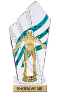 8 inch Clear with Green Stripes Diamond Backdrop Trophy