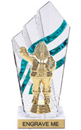 8 inch Clear with Green Stripes Diamond Backdrop Trophy