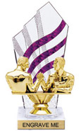 8 inch Clear with Purple Stripes Diamond Backdrop Trophy