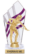 8 inch Clear with Purple Stripes Diamond Backdrop Trophy