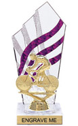 8 inch Clear with Purple Stripes Diamond Backdrop Trophy