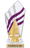8 inch Clear with Purple Stripes Diamond Backdrop Trophy
