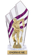 8 inch Clear with Purple Stripes Diamond Backdrop Trophy