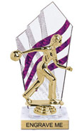 8 inch Clear with Purple Stripes Diamond Backdrop Trophy