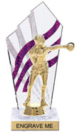8 inch Clear with Purple Stripes Diamond Backdrop Trophy