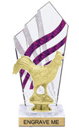 8 inch Clear with Purple Stripes Diamond Backdrop Trophy