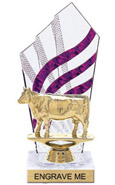 8 inch Clear with Purple Stripes Diamond Backdrop Trophy