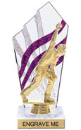 8 inch Clear with Purple Stripes Diamond Backdrop Trophy