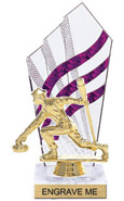 8 inch Clear with Purple Stripes Diamond Backdrop Trophy