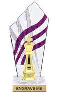 8 inch Clear with Purple Stripes Diamond Backdrop Trophy