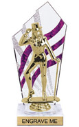 8 inch Clear with Purple Stripes Diamond Backdrop Trophy