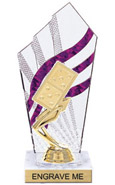 8 inch Clear with Purple Stripes Diamond Backdrop Trophy