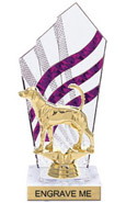 8 inch Clear with Purple Stripes Diamond Backdrop Trophy