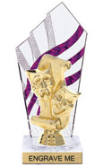 8 inch Clear with Purple Stripes Diamond Backdrop Trophy