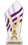 8 inch Clear with Purple Stripes Diamond Backdrop Trophy