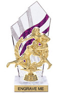 8 inch Clear with Purple Stripes Diamond Backdrop Trophy