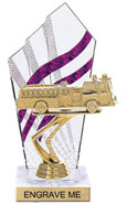 8 inch Clear with Purple Stripes Diamond Backdrop Trophy