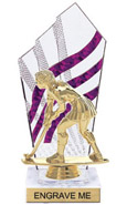 8 inch Clear with Purple Stripes Diamond Backdrop Trophy