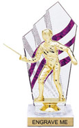 8 inch Clear with Purple Stripes Diamond Backdrop Trophy