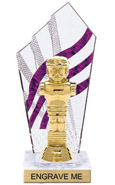 8 inch Clear with Purple Stripes Diamond Backdrop Trophy