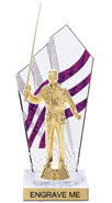 8 inch Clear with Purple Stripes Diamond Backdrop Trophy