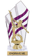 8 inch Clear with Purple Stripes Diamond Backdrop Trophy