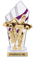 8 inch Clear with Purple Stripes Diamond Backdrop Trophy