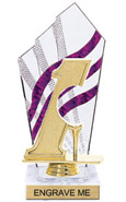 8 inch Clear with Purple Stripes Diamond Backdrop Trophy