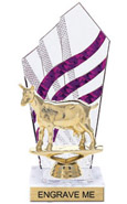 8 inch Clear with Purple Stripes Diamond Backdrop Trophy