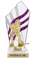 8 inch Clear with Purple Stripes Diamond Backdrop Trophy